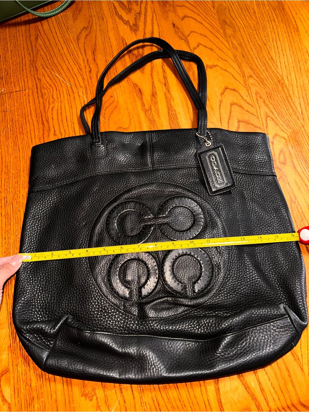 COACH Black Pebbled Leather Tote with Raised Signature Emblem - Picture 3 of 7